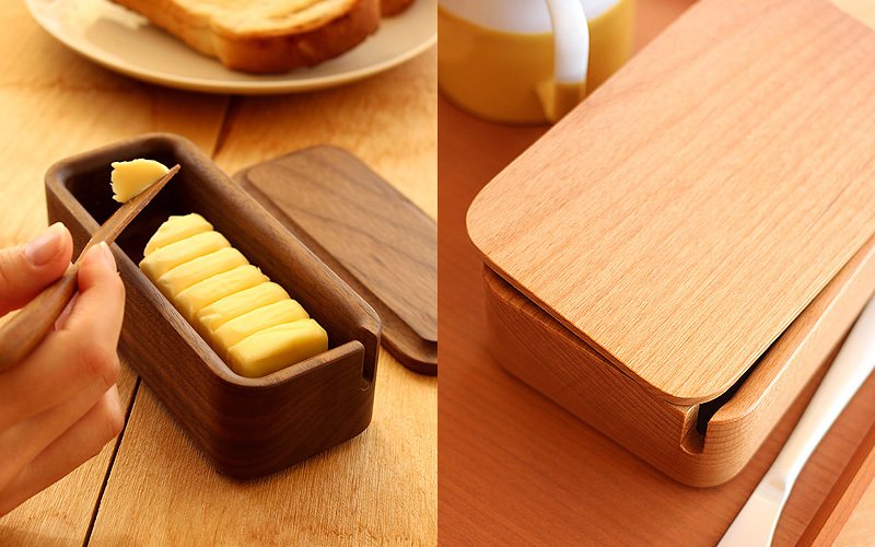 朝のひと時を優雅に変える木製バターケース